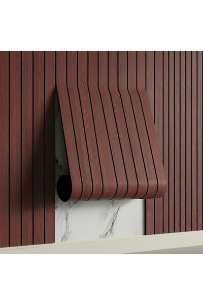 Teno 3D Teno® wood panel, 1.8 sqm, self-adhesive, waterproof, 60x3m, reddish ...