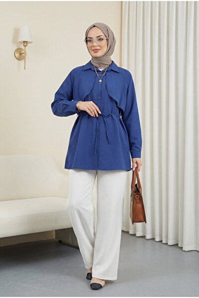 Modamorfo Lace-Up Poplin Tunic with Bolero Detail -Laci