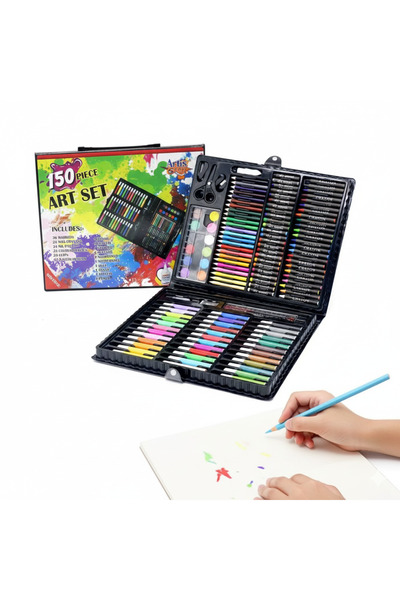 TOY LAND مجموعة فنية للأطفال مكونة من 150 قطعة - مجموعة كاملة للرسم والتلوين ...