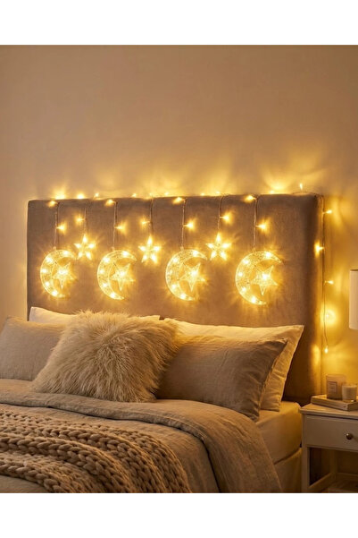 Epilons سلسلة أضواء الهلال والنجمة لرمضان مع وضع الوميض والثبات