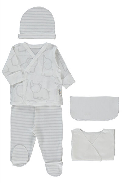 Bebetto طقم زيبين للأطفال المبتسرين من ريبانا، 5 قطع (حيوانات سعيدة)، رمادي م...