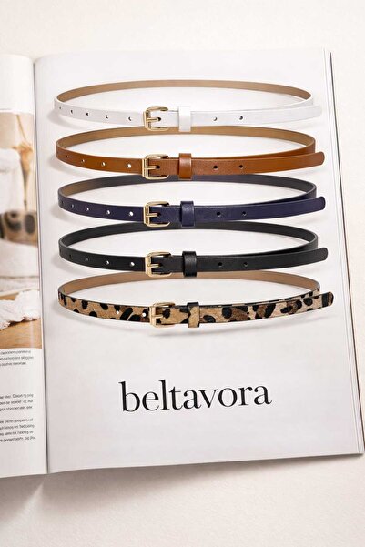 beltavora Set of 5 Thin Gold Buckle Belts