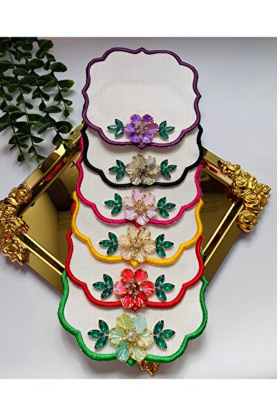 ELÇİÇEK HOME منديل تقديم، منديل كوكتيل، منديل تقديم القهوة 6 قطع