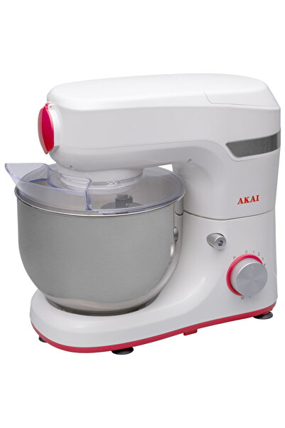 AKAI Mixer cu bol AKM500, capacitate 500 g sau 2.5L, 450 W, alb-rosu