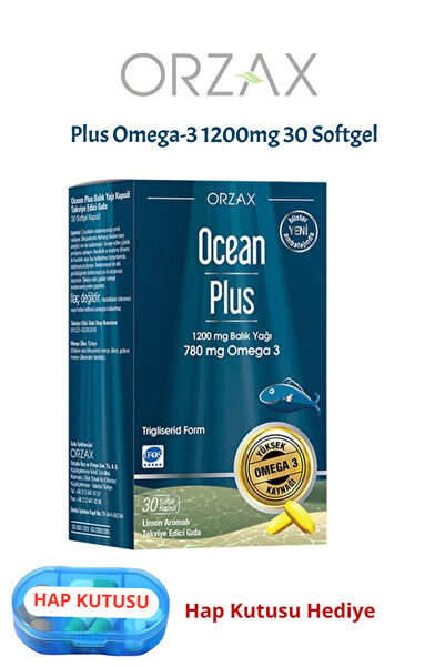 Ocean Plus 1200 mg Limon Aromalı Balık Yağı 30 Softgel + Hap Kutusu Hediye