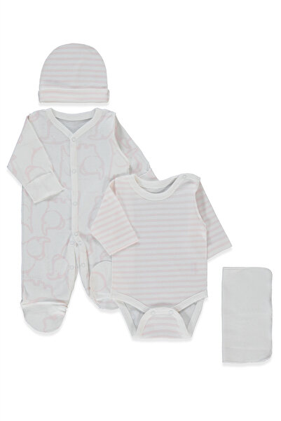 Bebetto طقم ريبانا للأطفال المبتسرين 4 قطع (حيوانات سعيدة) وردي