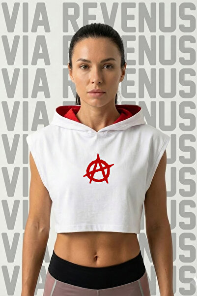 Vordevia Anarchy Printed Zero Sleeve Hooded Sportswear Women's Crop