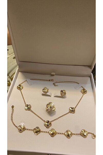 DELLS ACCESSORY Gold Yonca Koleksiyon Seti 4’lü Çelik Set