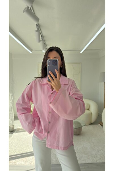 LUUNA STORE Oversized Poplin Shirt - Pink