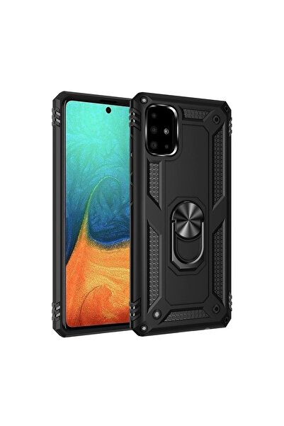 eco port غطاء حماية سامسونج جالاكسي A71 من السيليكون مع حلقة صوفيا - أسود