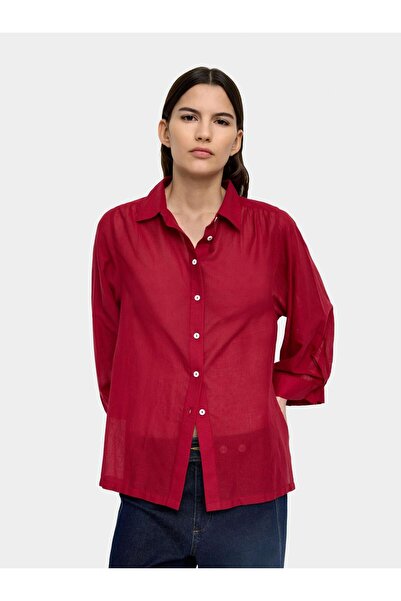 PARFOIS Kadın %100 Pamuklu Yarı Şeffaf Gömlek