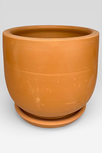 AdenArt Toprak Tabaklı Saksı 20*18 cm Orta Boy El Yapımı Turuncu