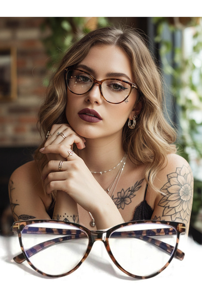 QnQ نظارات واقية من الضوء الأزرق على شكل عين القط ونظارات شمسية