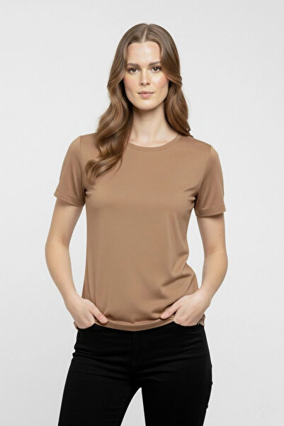 LUMİART Women's T-Shirt Crew Neck Slim Fit Lycra T-Shirt Casual Basic Body - ...