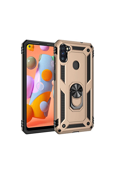 eco port جراب سامسونج جالاكسي A11 غطاء سيليكون صوفيا مع حلقة - ذهبي