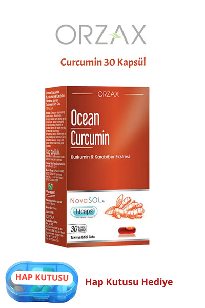 Ocean Curcumin (Curcumin - Black Pepper Extract) 30 Herbal Capsules + Pill Bo...