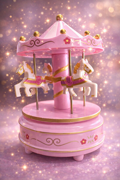 GenelTedarik Pembe Atlı Karınca Müzik Kutusu – Dekoratif Masa Üstü Biblo, Işı...