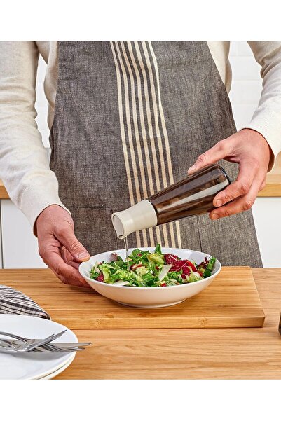 IKEA Cam Yağdanlık Plastik Kapaklı Yağdanlık Yükseklik 19 cm Yağ Şişesi Kahve...