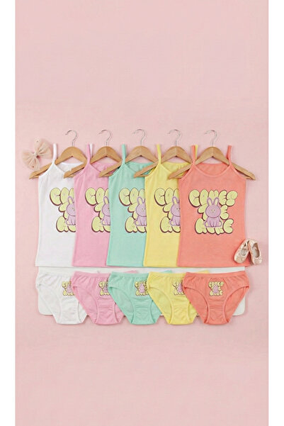 Şenay DEVOJČIČKI SET MAJICA I PANTIES SA ŠARAĆENJEM 5-KOMPLET EKONOMIČNO PAKO...