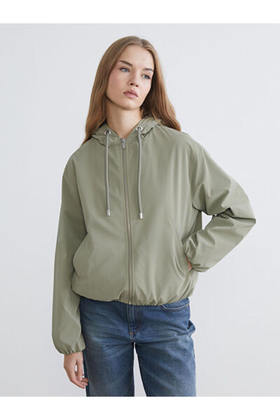 LC Waikiki Rmz Gi̇yi̇m Farkiyla Hooded Loose Fit Women's Raincoat