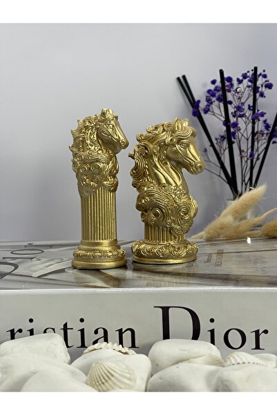 Gold At Büstü Dekoratif Biblo