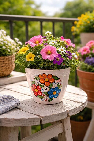 MEK Home Design Lotus Dekoratif Saksı Büyük Boy (10*11)