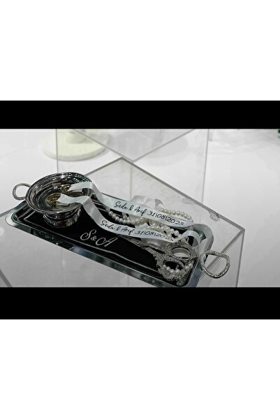 MERRYTEK Fashion Siyah Söz Nişan Tepsisi Dikdörtgen Kahve Sunum Peçetesi Harf...