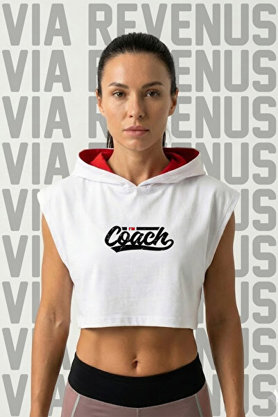 Vordevia I'm Coach Αθλητικό γυναικείο crop top με στάμπα και μηδενικά μανίκια...