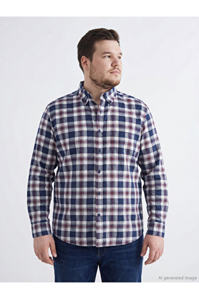 LC Waikiki Rmz Gi̇yi̇m Farkiyla Standard Fit Checkered Embroidered Men's Shirt