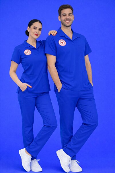 BAŞARAN UNİFORMA Likralı Temizlik Personel Forması (Dazzling Blue)