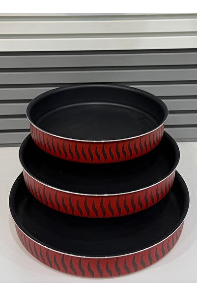 HUTUL AL JAZIRA Non-Stick Fry Pan Round Set of 3Pcs Sizes 28cm,26cm & 24cm