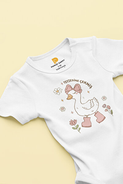 LilJoy 100% Organic Cute Duck Printed Short Sleeve Snap Fastener Baby Bodysuit