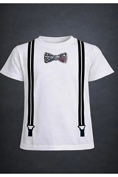 BLACK SWALLOW Tricou cu mânecă scurtă, cu papion și bretele, imprimat, pentru...