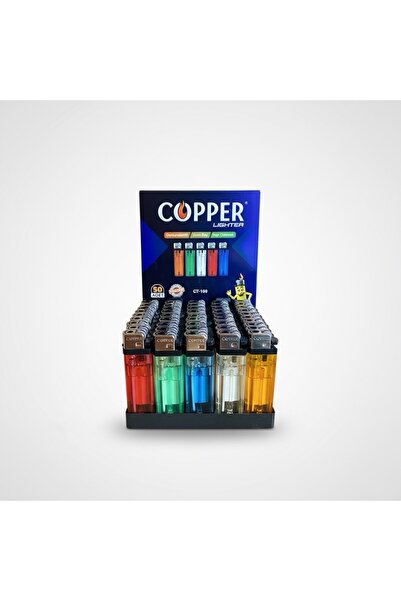 COPPER Taşlı Şeffaf Çakmak Doldurulabilir, 50 Adet