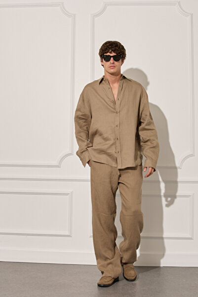 Beyyoglu %100 Keten Basic Gömlek