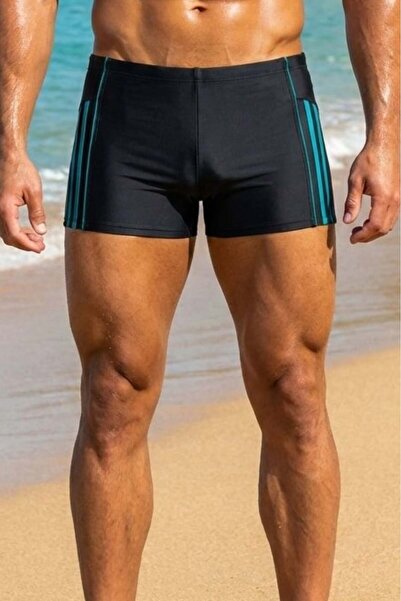 embody Men's swim briefs boxer briefs, black/green drawstring fastening q326