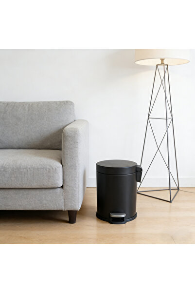 Bleco Black metal indoor/outdoor pedal trash can with bathroom storage bin
