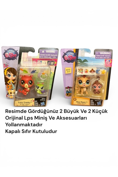 Littlest Pet Shop Sincap Kaplumbağa Ve Aslan Maymun 4’lü Lps Miniş Oyuncaklar...