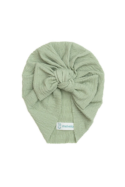 melvelo Turban pentru bebeluși cu fundă, bumbac, Melvelo, Dusk - Sage 0-3 ani