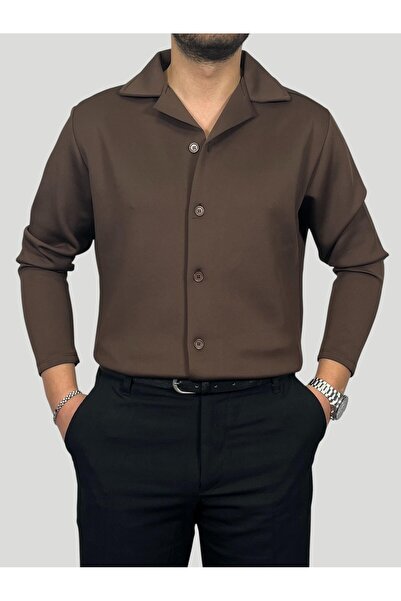 HAVANO Havanna Premium Yumuşak Dokulu Dökümlü Kalın Kışlık Gömlek - Kahverengi