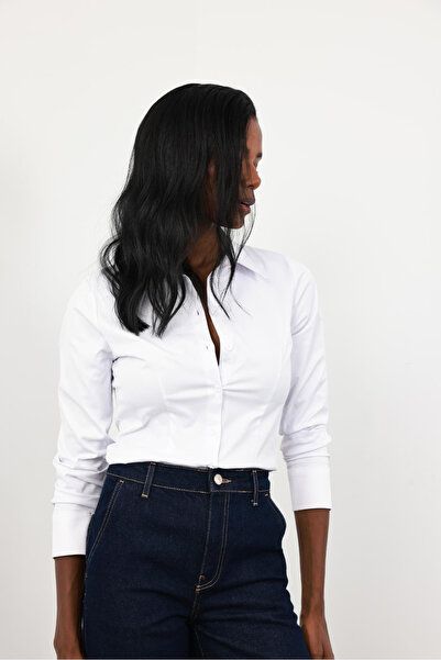 5in1Canpolat White Lycra Slim Fit Shirt 4897