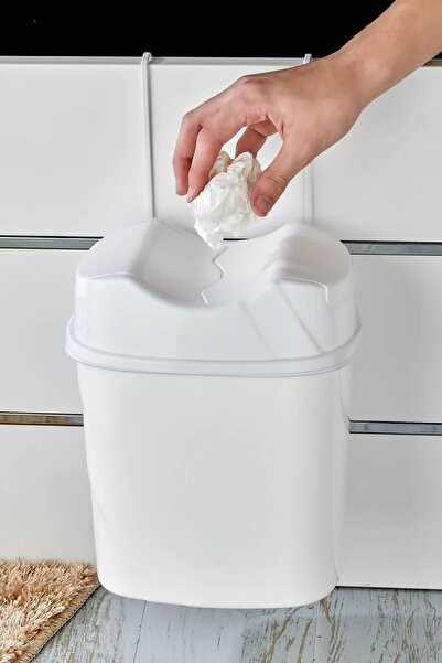 FeyzaDesign Pratik Dolap İçi Çöp Kovası 5.5 Litre Beyaz