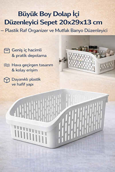 Hane Dostu Büyük Boy Dolap İçi Düzenleyici Sepet – Plastik Raf Organizer ve M...