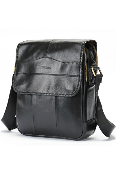 JERMYN'S Jacob men's messenger bag made of black genuine leather