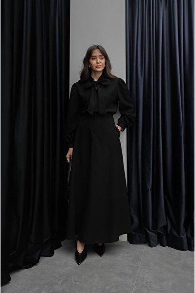 ALVOR Blouse Skirt Set with Tie-Back Detail