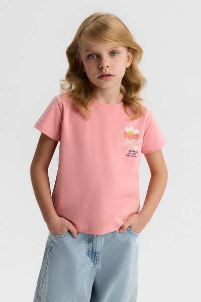 NK Girl's Blooming Back Print Tshirt 4-8 Years Pink