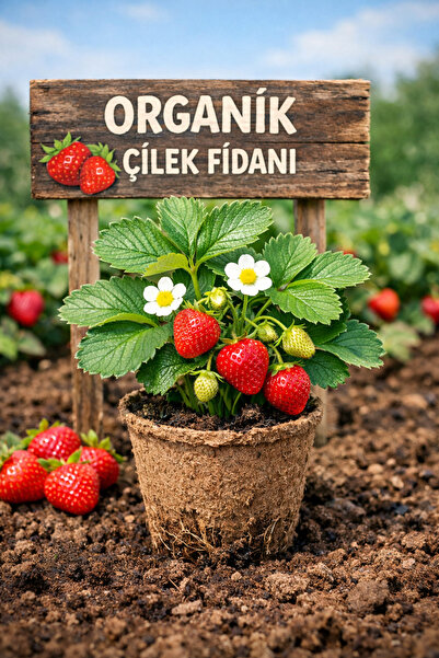 Ucuzluk Diyarı ORGANİK ÇİLEK FİDANI 1 ADET KALİTELİ ANAÇ FİDAN