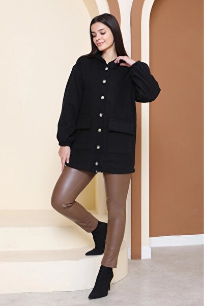DAS KLEID Double Pocket Elastic Ankle Cashmere Coat Black