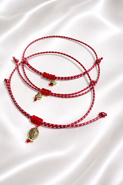 Femenino 3’lü Kore İpi Marteniçka Kartlı Jelatinli Şans Bilekliği Seti - Kara...