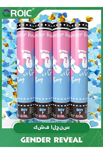 GROIC أربع عبوات من مدافع قصاصات الورق الملونة للكشف عن جنس المولود